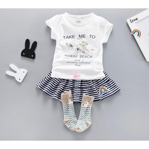 Girls Clothes Fashion Baby Girl Summer Dress Clothes Set for Toddler Ruffle Short Sleeve Tshirt Toddler Suit 1 2 3 4 Years