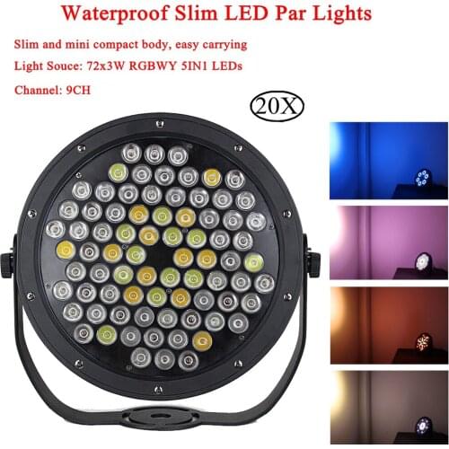 20Pcs/Lot LED Flat Waterproof Par Light 78x3W RGBWY Color Lighting Strobe DMX For Atmosphere of Disco DJ Music Party Club Dance