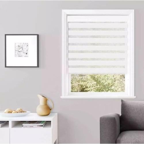 Zebra Window Blinds Linen Premium Blackout Sun Shading Horizontal Day and Night Dual Layer Sheer Blinds Cord Loop Window Shades