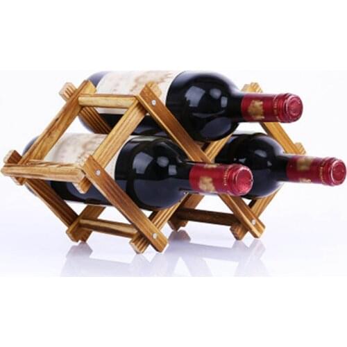 Portable 3 Bottle Holder Bar Display Shelf Wooden Wine Stand Kitchen Accessories Folding Red Wine Rack Drink Bottle Holders