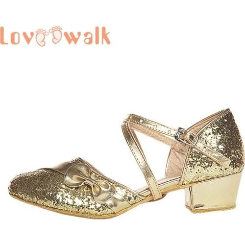 Girls Summer Shoes Toddler Sandals Low Heel Sequins Womens Girls Ballroom Latin Dance Shoes Tango Salsa Party Dancing Shoes