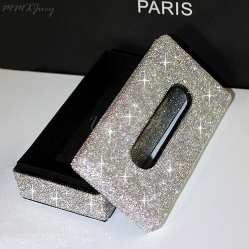 Bling Bling Diamante Crystal Car Tissue Paper Box Luxury Rhinestone Crystal Diamond