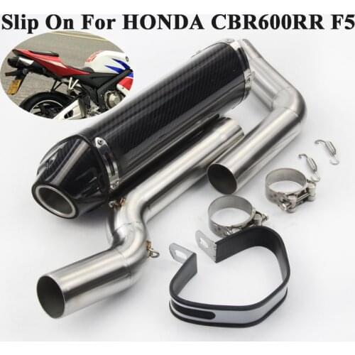Slip On For HONDA CBR600RR F5 2003 2004 - 2018 Motorcycle Exhaust Pipe Escape Modified Middle Link Pipe Carbon Yoshimura Muffler