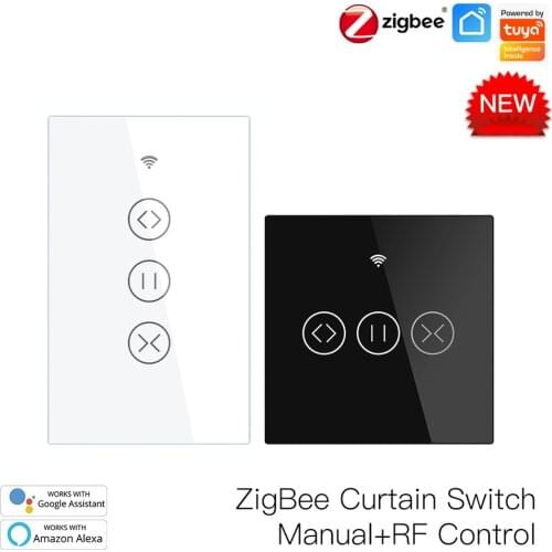 Tuya WiFi Smart Curtain Switch RF Remote Control Touch Panel Supports Smart Speaker Backlight Controllable Function Smart Home