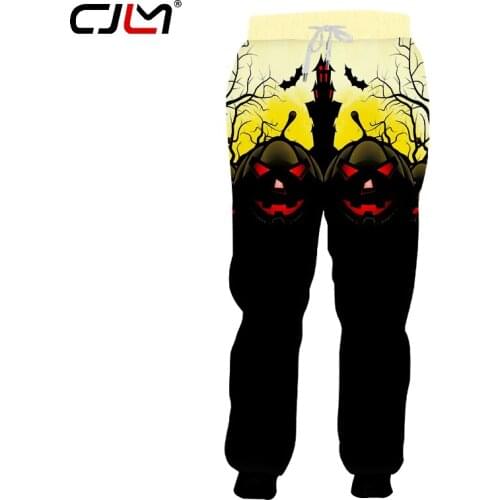 CJLM Halloween Horrible Red Eye Pumpkin Man Sweatpants 3D Printed Mens Best Selling Interesting Pants Free Shipping
