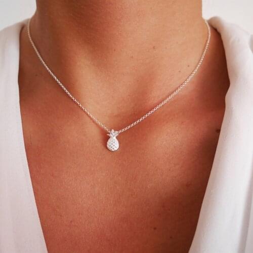 Tropical Style Mini Pineapple Charm Necklace Women Men Fashion Jewelry Summer Fruit Dainty Gold Color Ananas Collier Femme 2020