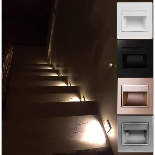 DepoGuye Embedded LED wall small night light, staircase corridor corridor body sensing footlight socket,,AC110V -250V 86mm*86mm
