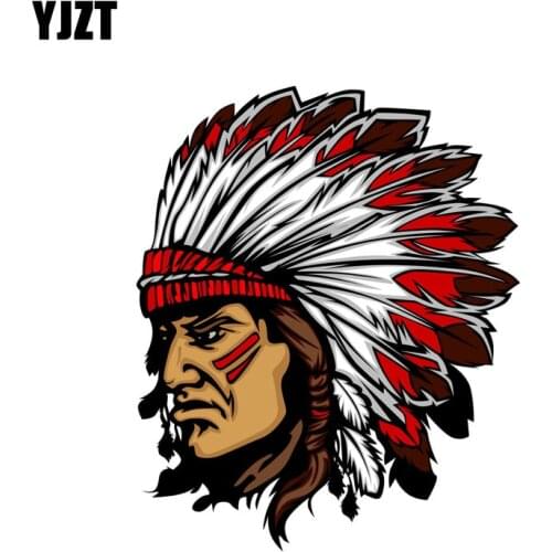 YJZT 13.6CM*16.6CM Personality Indian Chief Mascot Head Car Sticker Helmet Body Accessories 6-2272