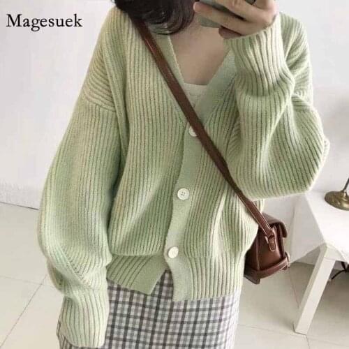 Women Cardigan Plus Size Loose Autumn Winter White Sweater Women Pink Knitted Sweater Long Sleeve Christmas Green Sweater 11636