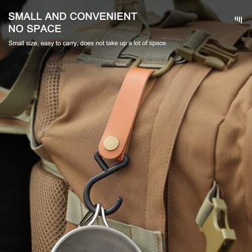 1/2/4pcs Outdoor PU Leather Hooks Camping Durable Tripod Clothes Storage Portable Hiking Hanger Clothes Hook For Camp Supplies