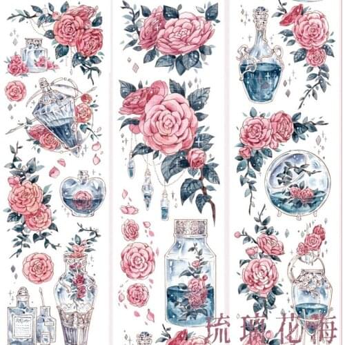 1 Loop Pet Bobo Fish Journal Masking Tape Paper Special Oil Flowers Collage
