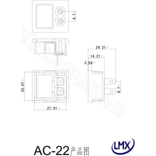 10pcs/lot 250V 10A IEC 320 C14 2 Pins AC Power Type square Inlet Socket Screw Switch Holder free shipping