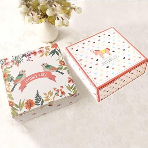 150pcs Paper Gift Box Cartoon Animal Flower Cupcake Box Packaging Boxs For Cake Candy Cookies Christmas Party Favors