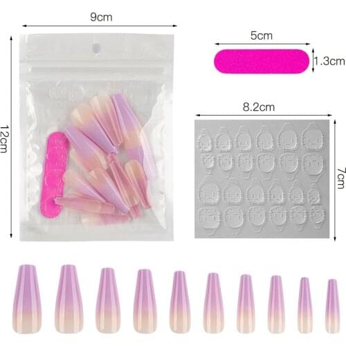 20/30/50pcs Professional Gradient Colors Fake Nails Long Ballerina Acrylic Tips Full Cover Press on Nails Manicure Files Tools