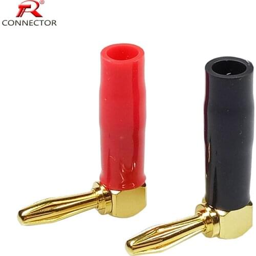 4pairs banana plugs connector gold plated right angle male plug banana connector red + black color
