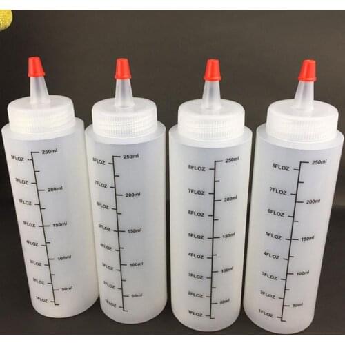 5Pcs 250ML Plastic Needle-nosed Bottle With Scale And Leak-Proof Cap Sauce Salad Squeeze Bottle Kitchen Gadget