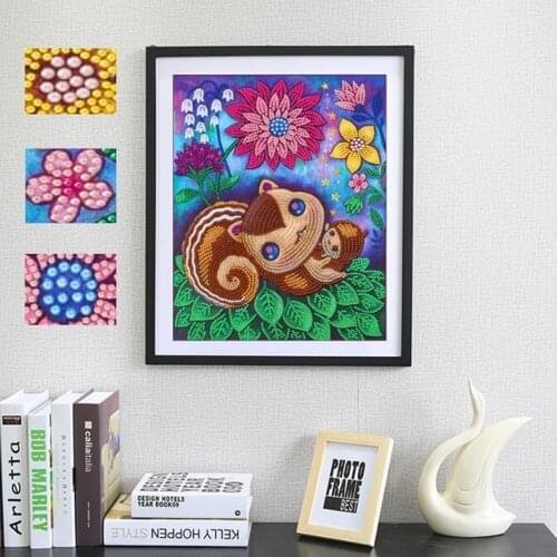 DIY Crystal Flower Diamond Embroidery Animal Diamond Painting 5D Special Shaped Diamond Mosaic Animal Squirrel Photo Decoration