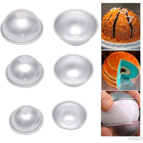 2Pcs Ball Aluminum Semicircle Bath Sphere Bomb Cake Pan Mold Baking Pastry Mould G03 Drop ship
