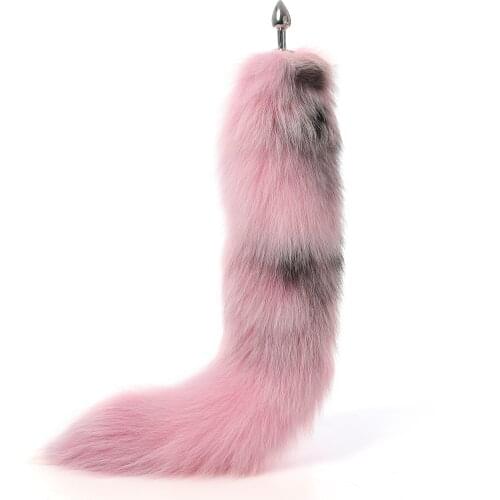 70cm Super long real fox tail anal beads butt plug Metal Flirting erotic coaplay BDSM ass sex toy couple role play game women