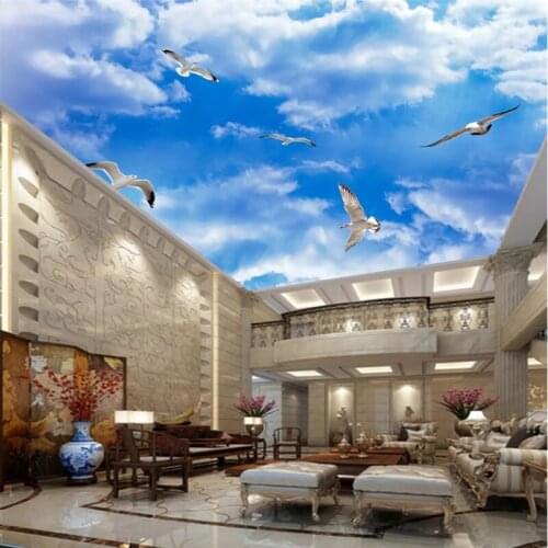 Beibehang Custom Photo wallpaper HD blue sky white clouds living room bedroom KTV Bar Ceiling Wall 3d Wallpaper Mural tapeta