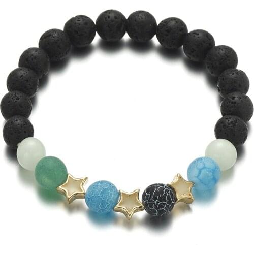 8mm Black Lava Natural Stone Bracelet Noctilucence Bracelet Elastic Bracelet For Women And Men Fashion Jewelry