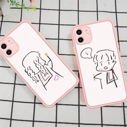 Couple Style Cute Boy Girl Graffiti Painting Phone Case for iPhone 11 12 Mini Pro X XS XR Max 7 8 6 6S Plus SE 2020 Back Cover
