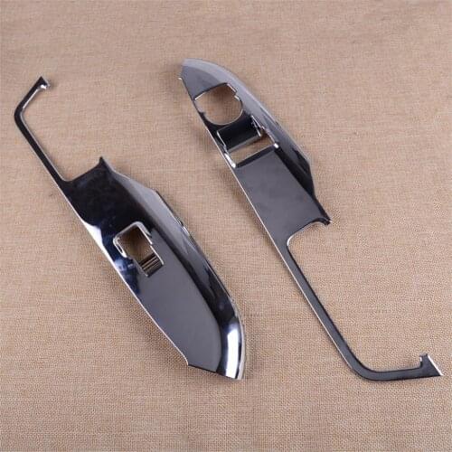 CITALL 42x7.2cm Car Chrome ABS Window Lift Switch Panel Cover Trim Fit for Ford Mustang 2015 2016 2017 2018 2019