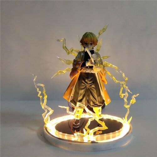 Demon Slayer Anime Figure Agatsuma Zenitsu LED Lamp Set Kimetsu No Yaiba Figurine Collection Juguetes Toys Gift Figma Brinquedos