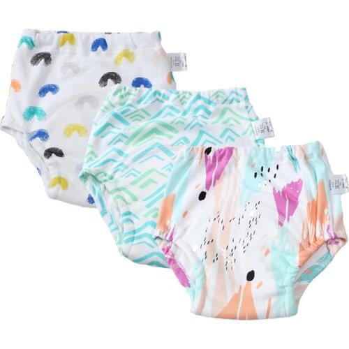 Baby Infant Toddler Waterproof Training Pants Cotton Changing Nappy Cloth Diaper Panties Reusable Washable 4 Layers Multi-colors