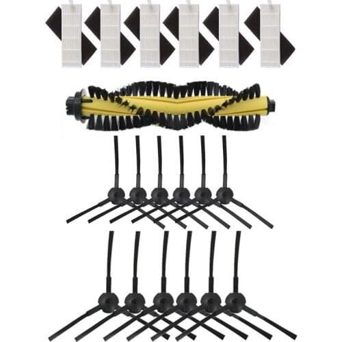 For ILIFE A4 Robot HEPA Filter Sponge Main Brush Side Brushes & Side Brush (3 Right+3 Left) for Ilife A4 A6