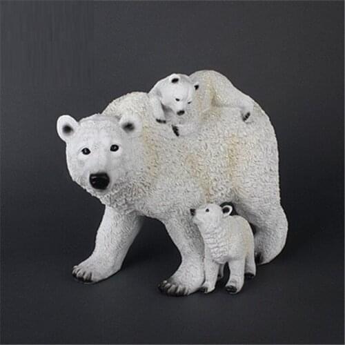 WU CHEN LONG Cute Polar Bear Art Sculpture Mother And Child Statue Resin Crafts American Animal Figurine Home Decoration R5309