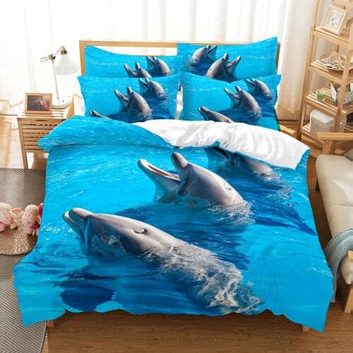 Animal Duvet Quilt Cover Set Dolphin Lion Tiger Comforter Bed Linen Pillowcase The Lover Symbolizes White Swan Bedding Sets