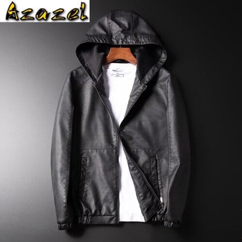 Korean male Leather Jacket Men Hoodies Winter Motorcycle Jacket Black Outerwear Faux Leather PU Fur Clothing 2020 New Coat