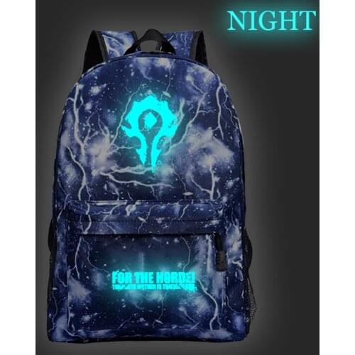 Hot Sale World of Warcraft Luminous Backpack Fashion New Pattern Travel Knapsack Students Boys Girls Mochila