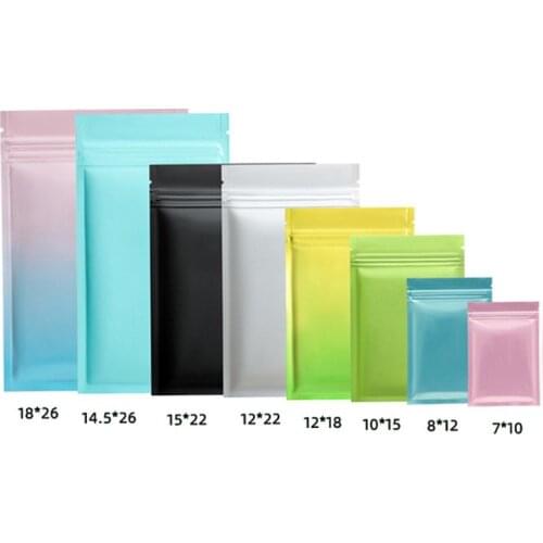 1000Pcs/Lot Colorfu Matte Aluminum Foil Bags Self Seal Ziplock Mylar Packaging Food Smell Proof Zip Lock Pouches Wholesale