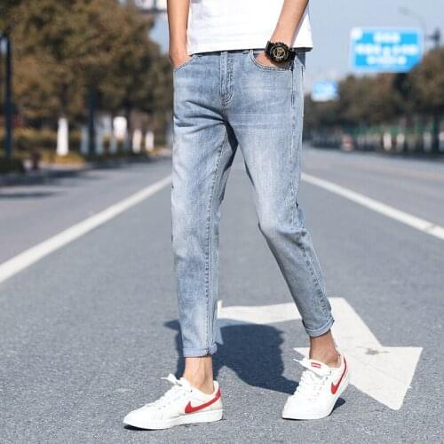 Fashion street Casual Mens ripped jeans 2021 new trendy brand slim stretch teenager ankle length pants