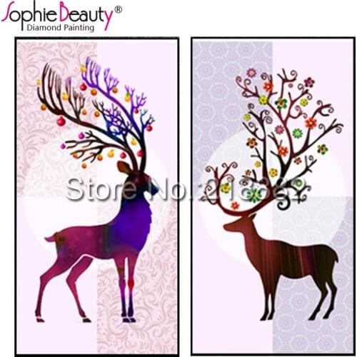 Diy handwork sets diamond pattern embroidery 100% full square drills color deer family cross stitch diamond mosaic painting