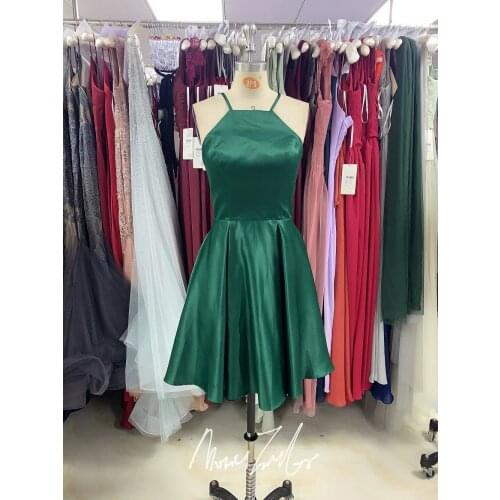 Hunter green Homecoming Dress 2020 new fablic halter knee-length beauty Party Homecoming Dresses-mocini tailor