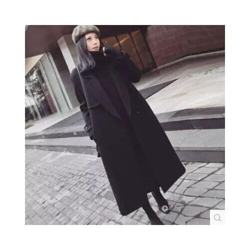 Overknee Overcoat New Pattern Korean Suit-dress And Winter Long Fund Two-sided Heavy Woolen Cloth Thickening Loose Coat Woman