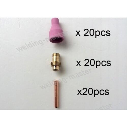 QQ150 weld Tig Consumables Parts Nozzle , Collet ( 1.6 / 2.4 / 3.2mm ) , Collet body 60PCS