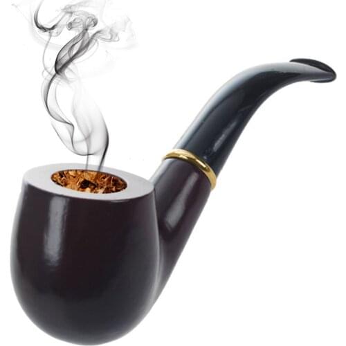 Handheld Ebony Dry Pipe Solid Wood Smoking Pipe Tobacco Pot Wooden Flue Filter With Smoke Pipe Accessories Set Mens Gadget Gift