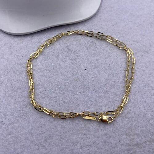 Sinya 18k Au750 Gold DIY Jewelry Big Square Cable O Shape Cross Chain Bracelets Necklace Hot Sale For Women Man