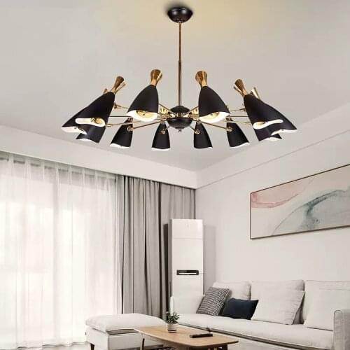 Modern Light Luxury Horn Chandelier Restaurant Bedroom Duplex Floor Lighting Personality Living Room Decoration Chandeliers