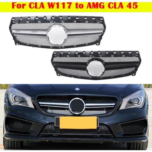 Car styling Middle grille 2013-2019 front diamond grille refit to CLA 45 AMG style For Mercedes-Benz CLA class W117