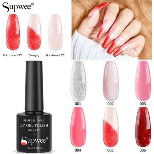 SUPWEE Temperature Gel Nail Polish Color Changing Thermal 3-layers Color Change UV Gel Polish Shimmer Glitter Nail Gel Varnishes