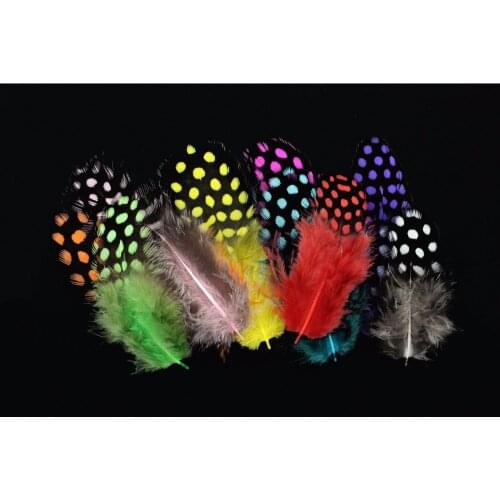 Tigofly 100 pcs/lot 11 Colors LOOSE Guinea Pearl Hen Feather Fowl Plumage Hackles Spotted Feathers Fly Tying Materials