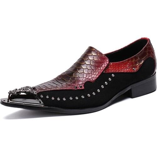 Luxury Formal Men Dress Shoes Genuine Leather Flat Wedding Shoes Bullock Men Business Casual Party Gentleman Red Social Shoes