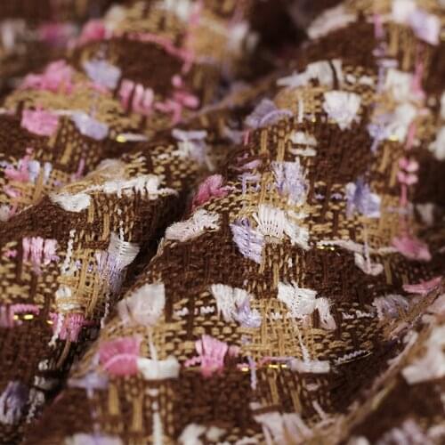 Red Raspberry Italy Coffee Pink Blue Dots Tweed Fabric Garment Material Women Jacket Coat Sewing Cloth Tailor Freeshipping