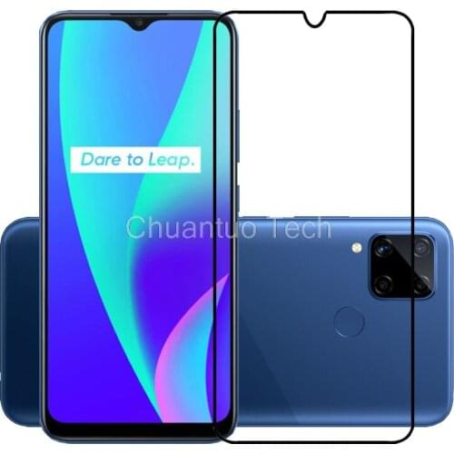 75 Pcs/Lot 2.5D Premium Tempered Glass for Realme C15 Full Cover Screen Protector Protective Film for Realme C15