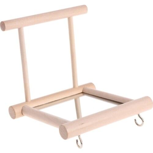 Pet Bird Mirror Wooden Play Toy with Perch For Parrot Budgies Parakeet Cockatiel Conure Finch Lovebird